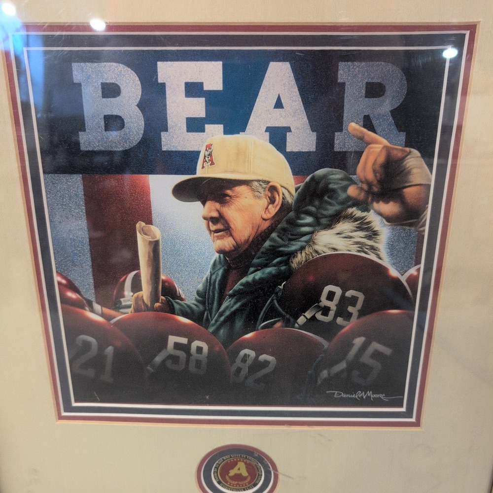 Daniel A Moore Bear Bryant Alabama Crimson Tide Framed Art Print Commemorative - Picture 2 of 8